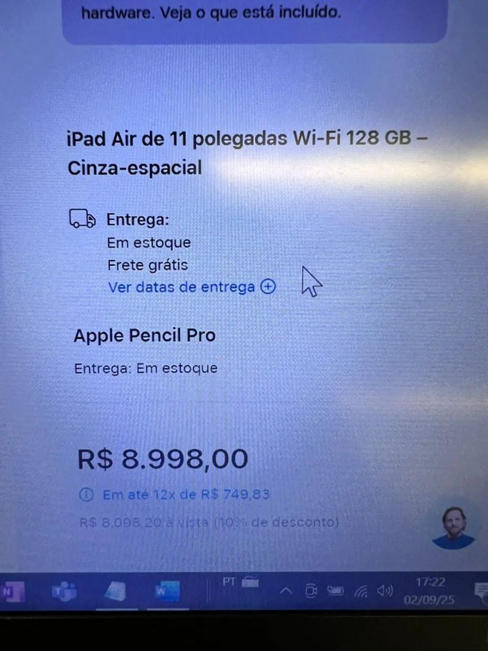 IPAD AIR 128Gb - Chip M2 11 Polegadas + Apple Pencil Pró 64312418916225122