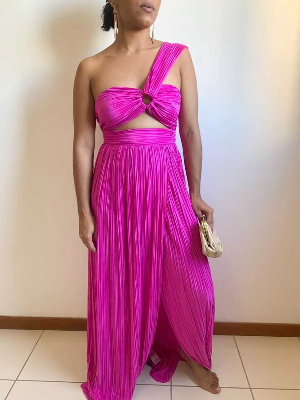 Vestido rosa longo