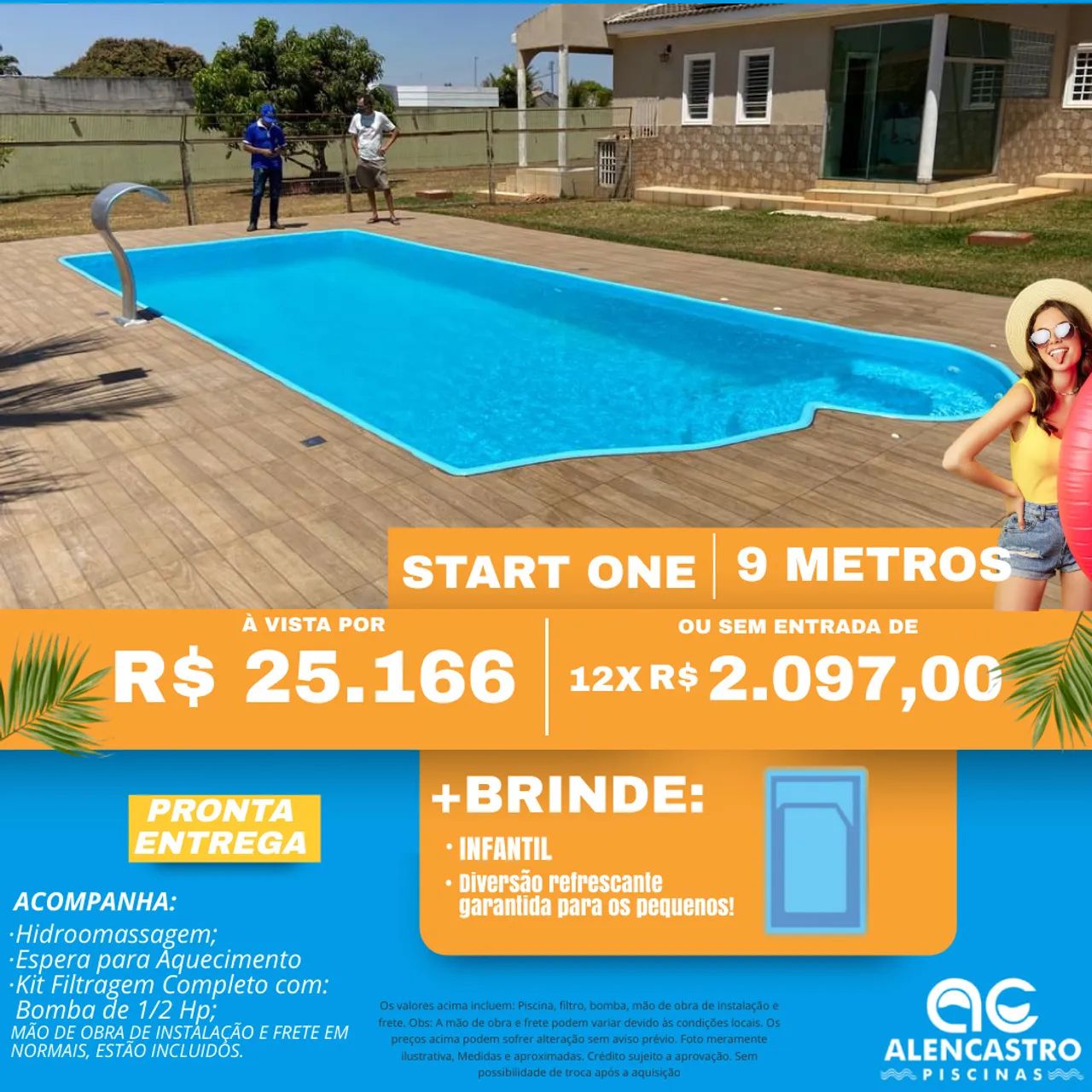 Piscina de 9 metros com Hidromassagem e Brinde Infantil