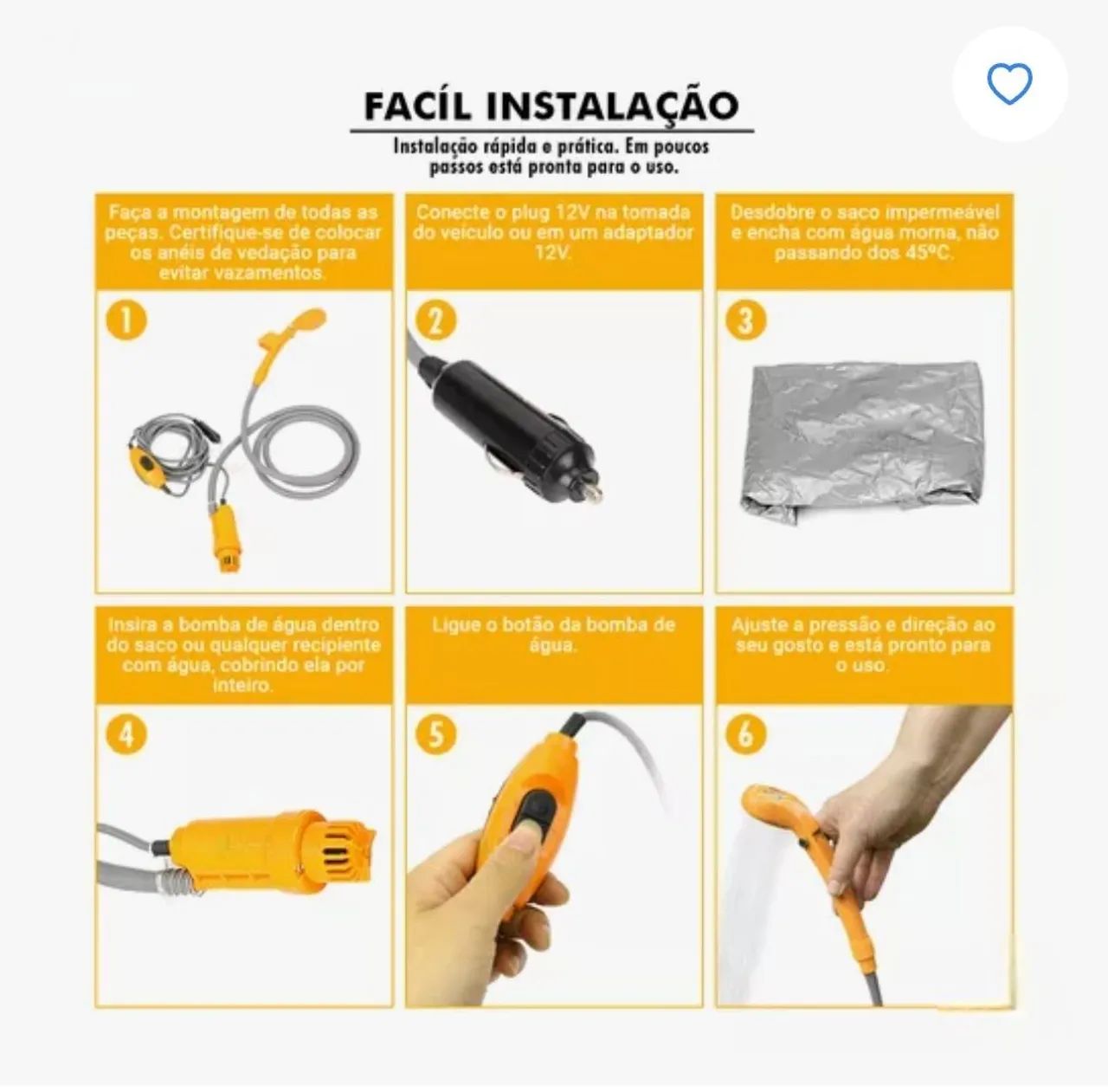 Chuveiro Portátil 12V Carro / Camping. - Foto 3