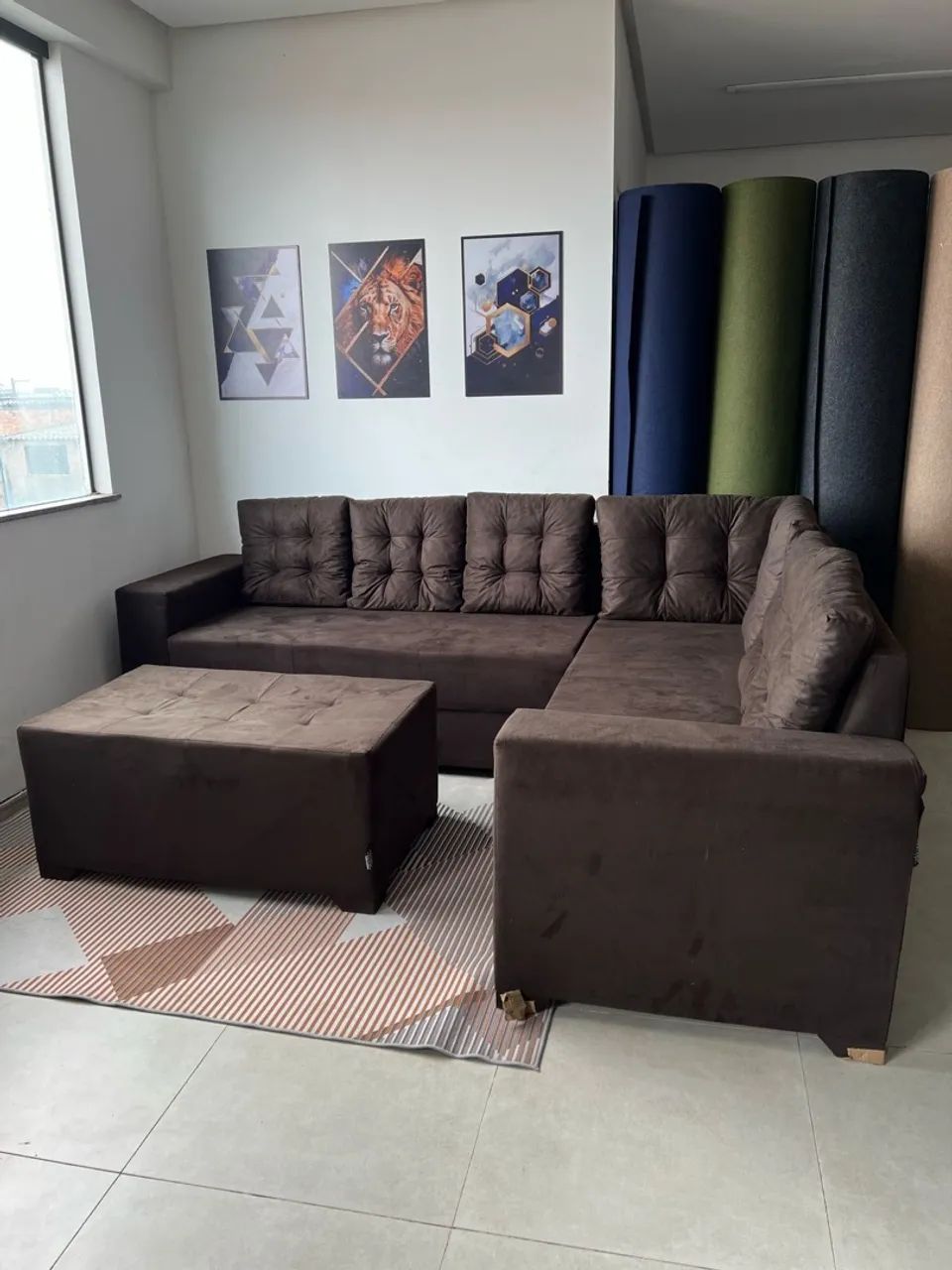 Sofá de canto com puff - Conforto e elegância para sua sala! - Sofás e ...