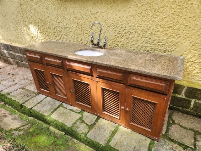 Bancada de mármore com Armário e Misturador