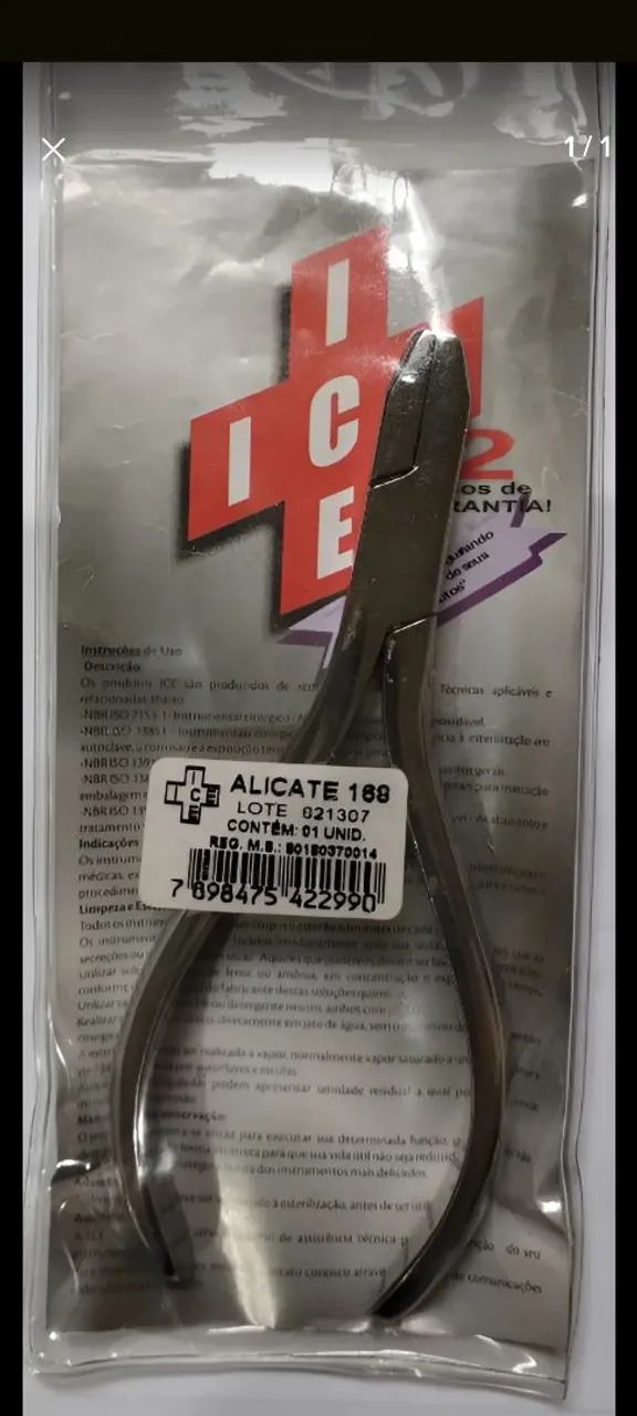 Alicate ortodôntico 168 ICE para dentista USADO 