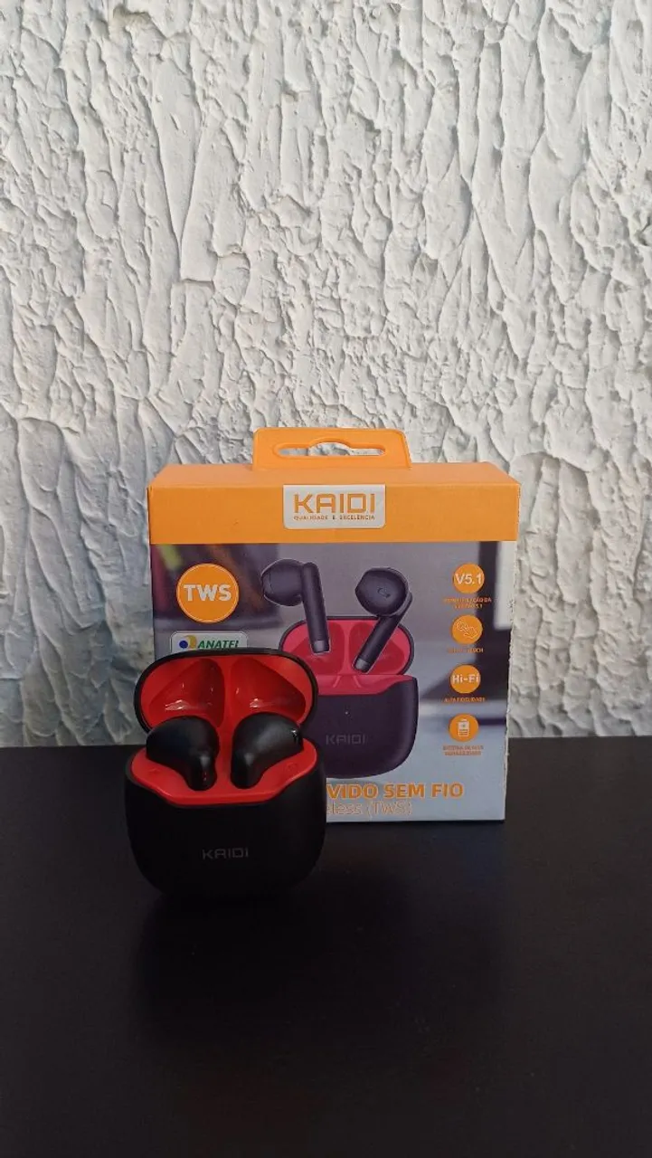 Fones de Ouvido Bluetooth TWS Kaidi - Novo