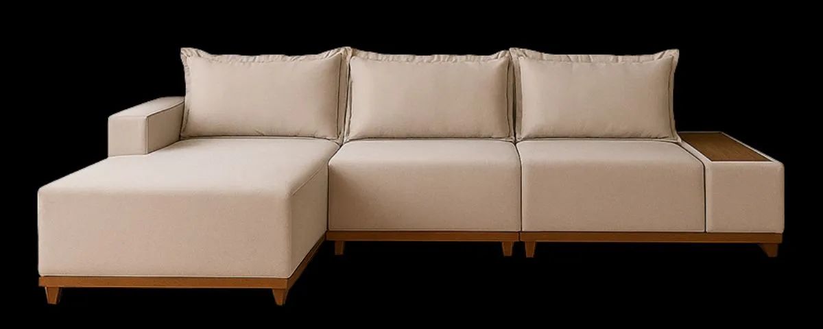 Sofá Living suíça com chaise 2,90 linho - Foto 4