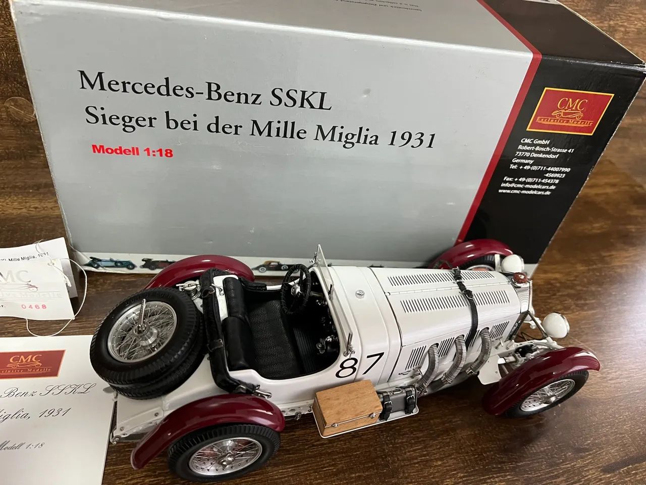 Miniature Voiture CMC Mercedes SSKL Mille Miglia 1931 – Échelle 1/18 Occasion