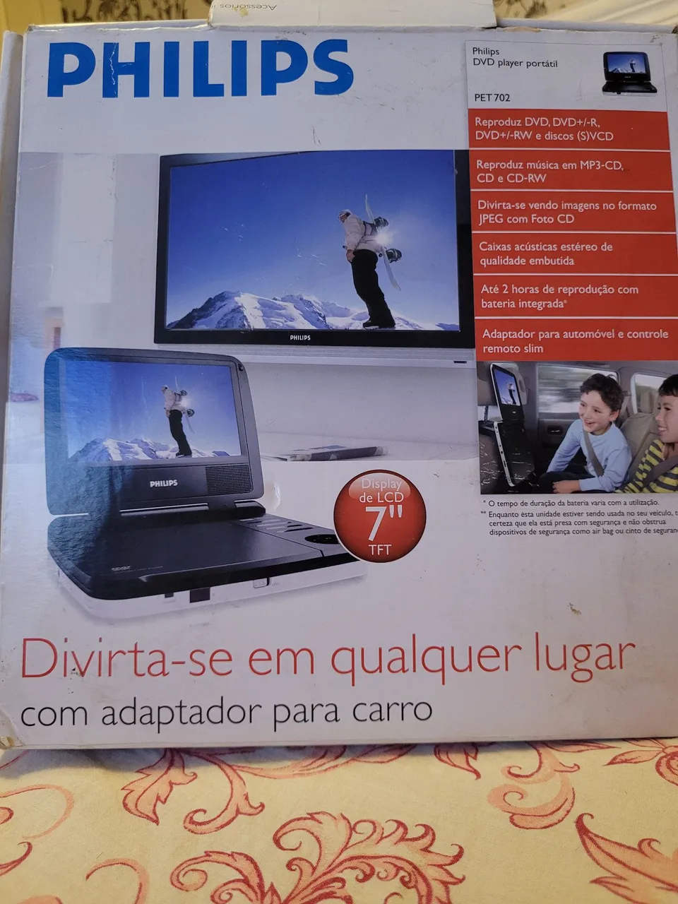 DVD Player Portátil Philips PET 702 com Tela 7'