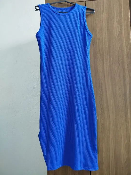 Vestido Feminino De Malha Canelada De Cor Sólida - Foto 2