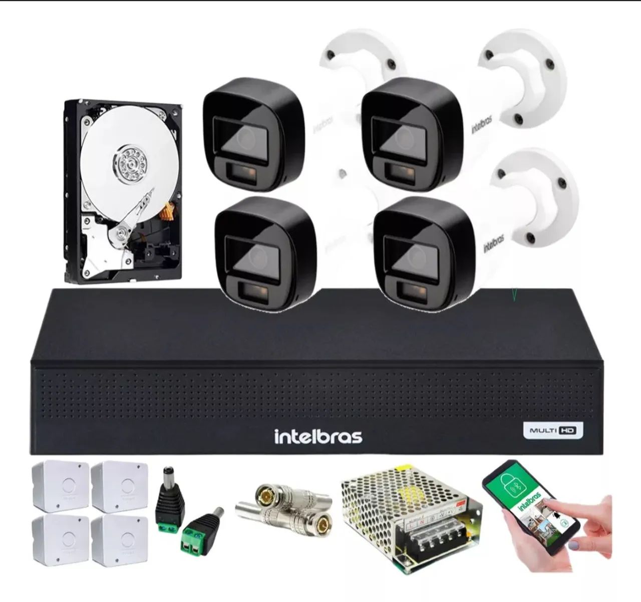 Kit de Segurança 4 Câmeras Intelbras HD - Novo!