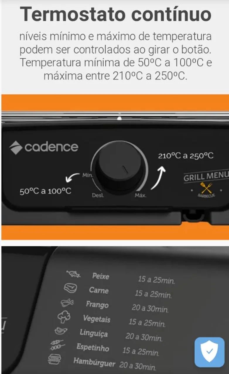 Churrasqueira Elétrica Cadence Grill Menu - Foto 3