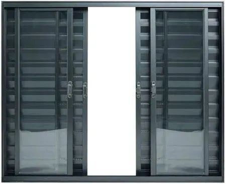 janela veneziana 6 folhas sem grade linha modular preta 100x100