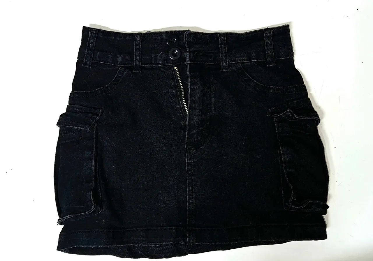 Saia Jeans preta - veste P/M - shein - Foto 2