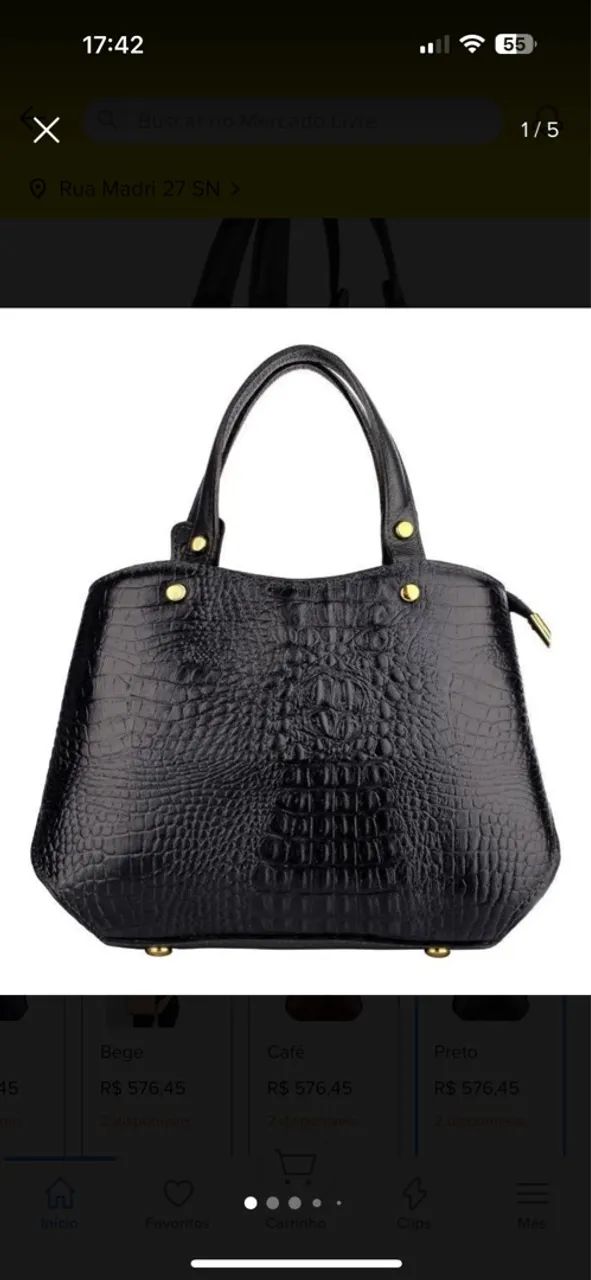 Bolsa Feminina Croco Elegante - Preta