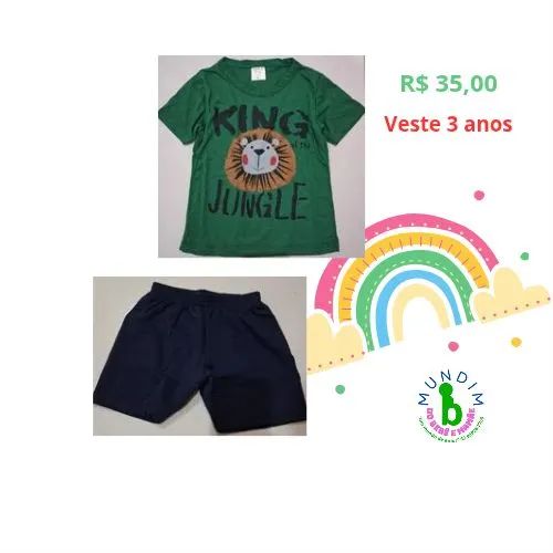 Conjunto Infantil King Jungle - Verde e Azul - 3 Anos