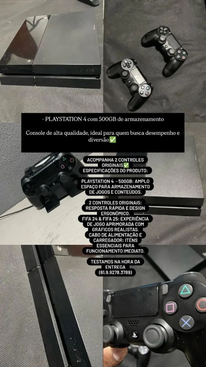 Playstation 4 500GB - 2 Controles - Novo
