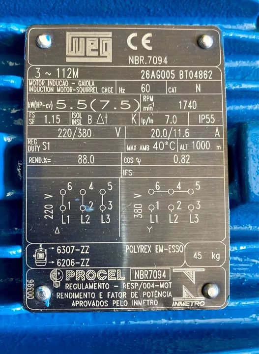 Motor Weg 7,5 Cv 1700 rpm Trifásico  - Foto 2