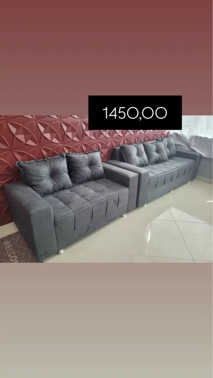 Sofá Cinza Moderno e Confortável 1450 