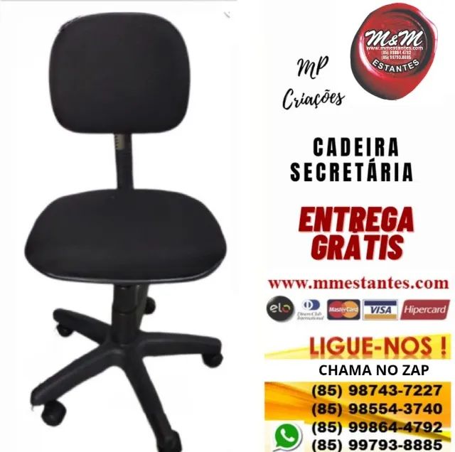Entrega Grátis - Cadeira Secretária Giratória