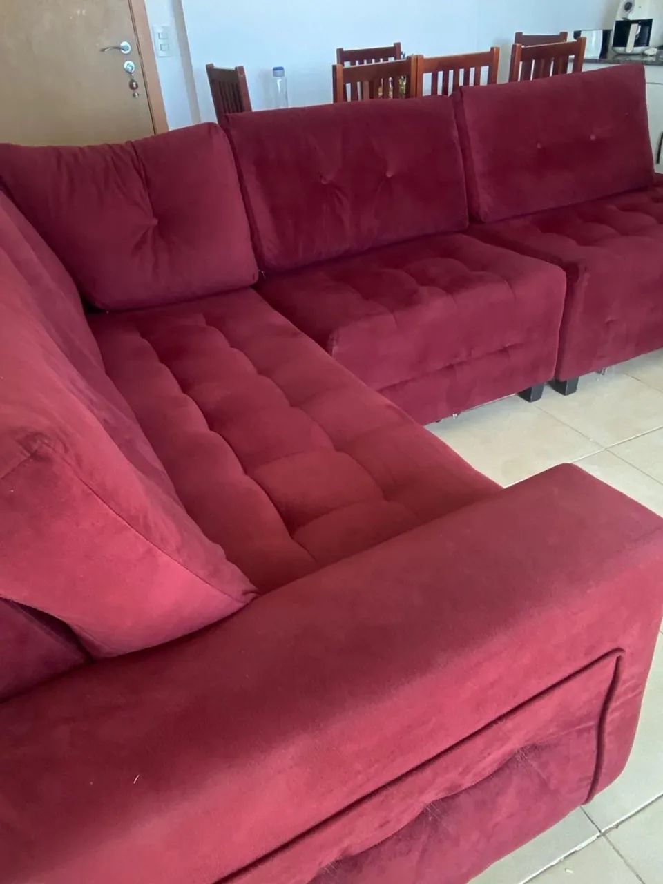 Sofá de Canto Vermelho Elegante65104746488193121