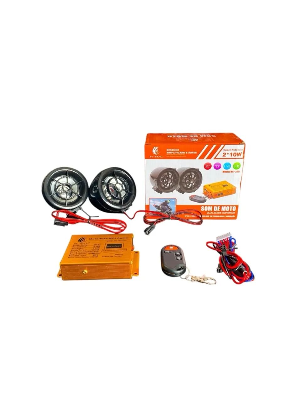 CAIXA DE SOM PARA MOTO COM CONTROLE E ALARME H?SUL HSY-2501