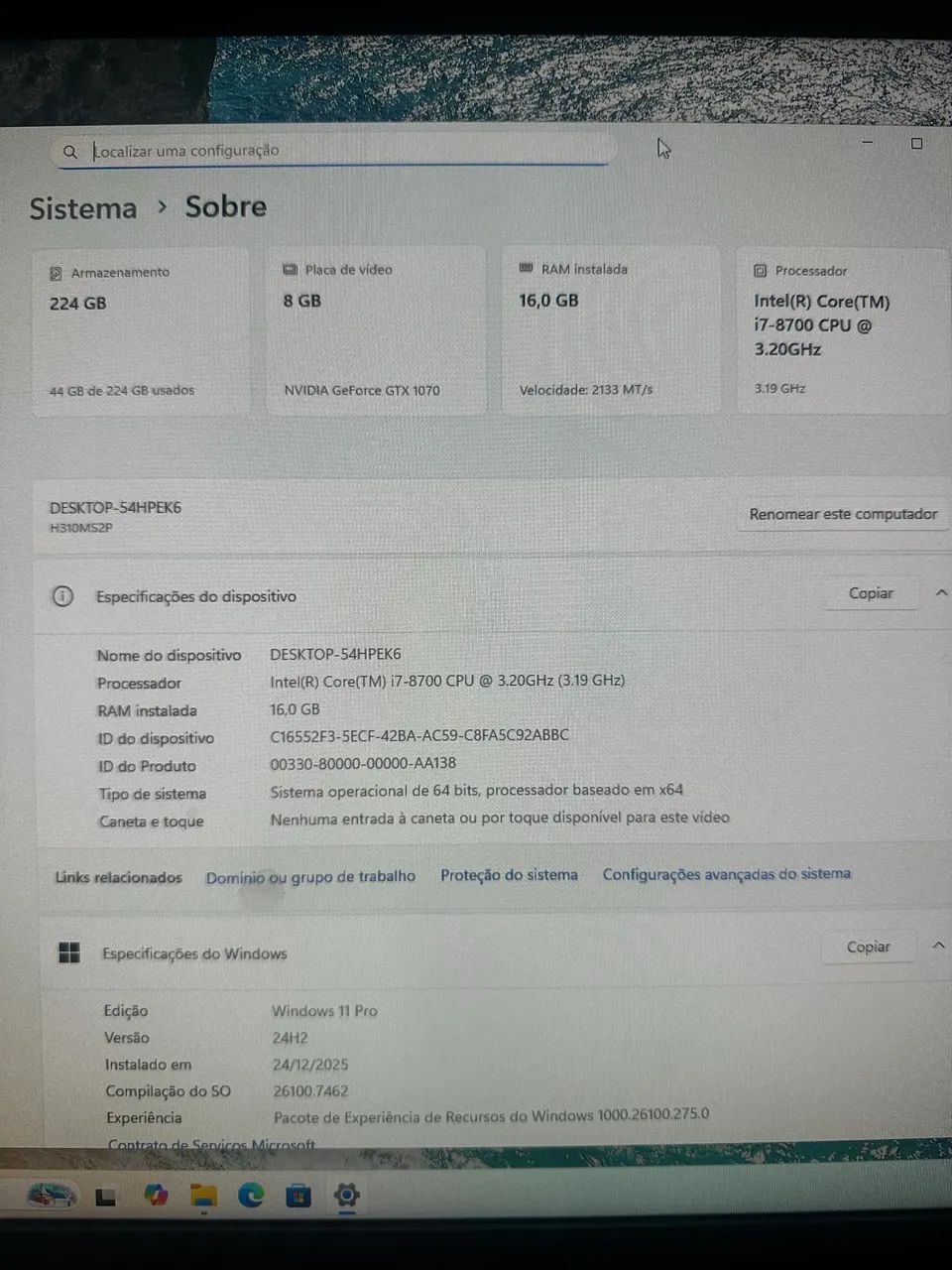 CPU Gamer - i7 8700 - GTX 1070 - 16GB RAM - SSD 256 - Foto 5