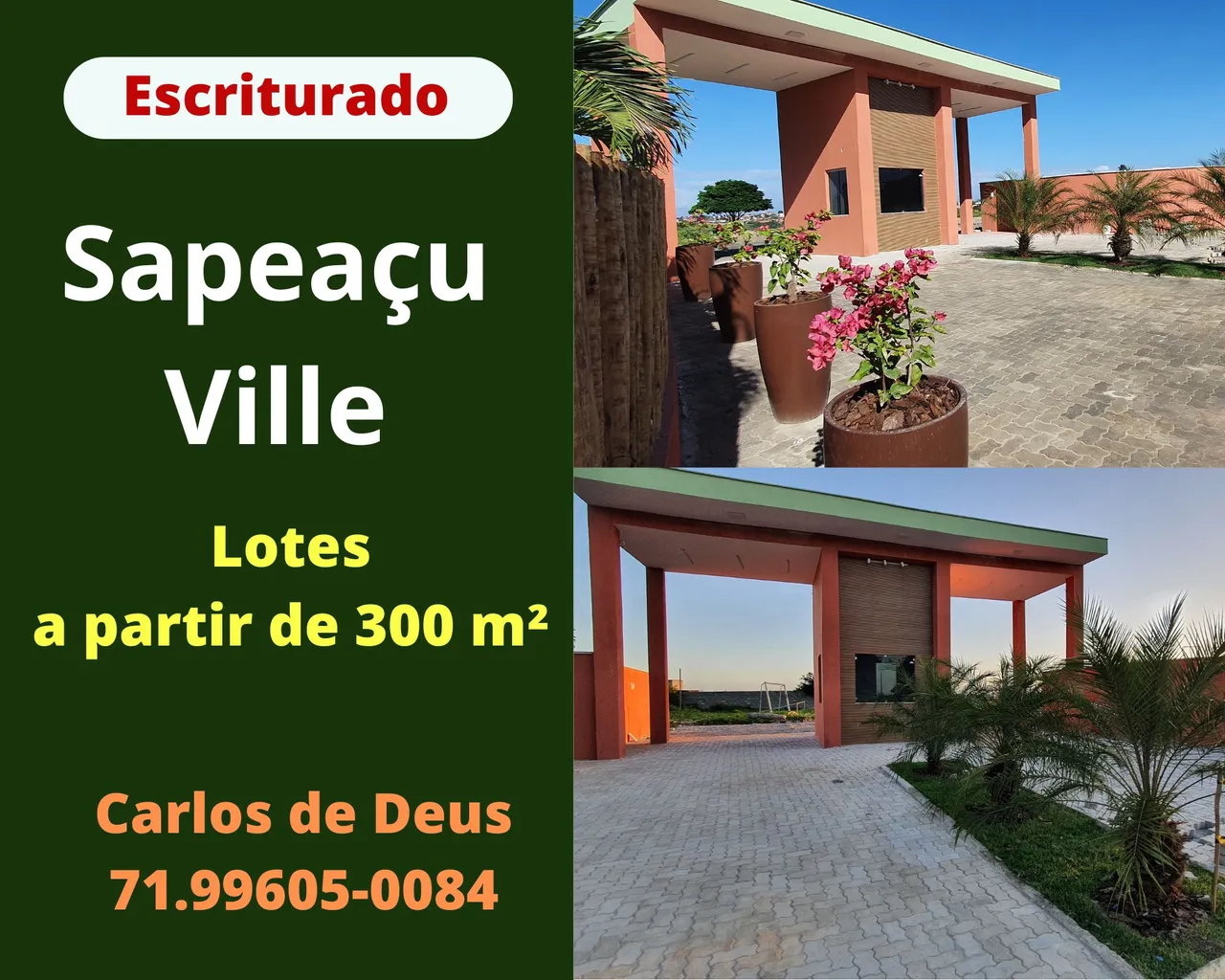 Sapeaçu Ville, Loteamento escriturado, 300 m², frente Rodoviária Sapeaçu, infraestrutura