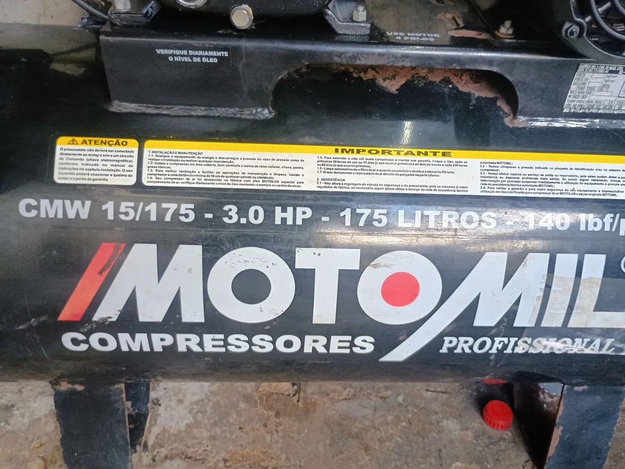 Compressor de Ar Moto Mil 175 Litros 3.0 HP - Foto 6