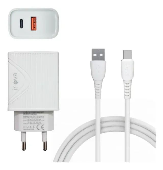 Carregador Completo Rápido 40w Usb / Tipo-C De 1 Metro