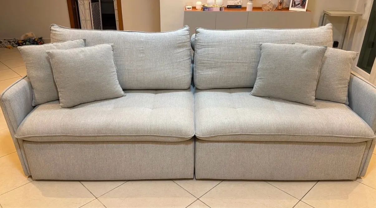 Sofa retratil reclinavel linho cinza 2,20m - Foto 4