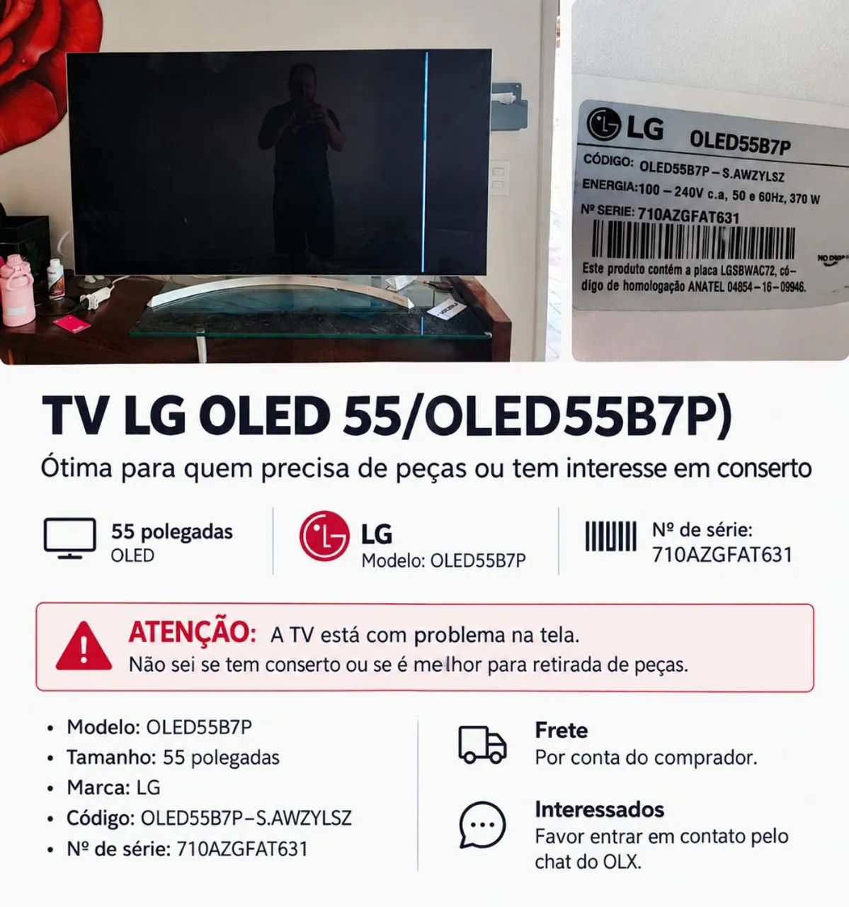 TV LG OLED 55" - OLED55B7P - Foto 3
