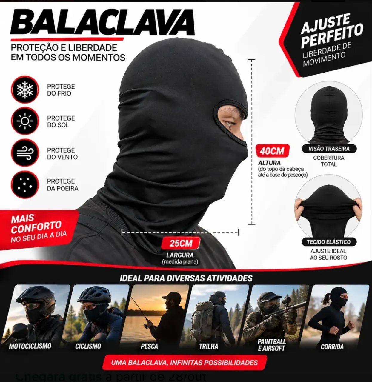 MÁSCARA BALACLAVA UV+ (MOTO / UTV / QUADRICICLO) - Foto 2