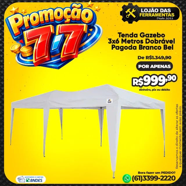 Tenda Gazebo 3x6 Metros Dobrável Pagoda Branco Bel