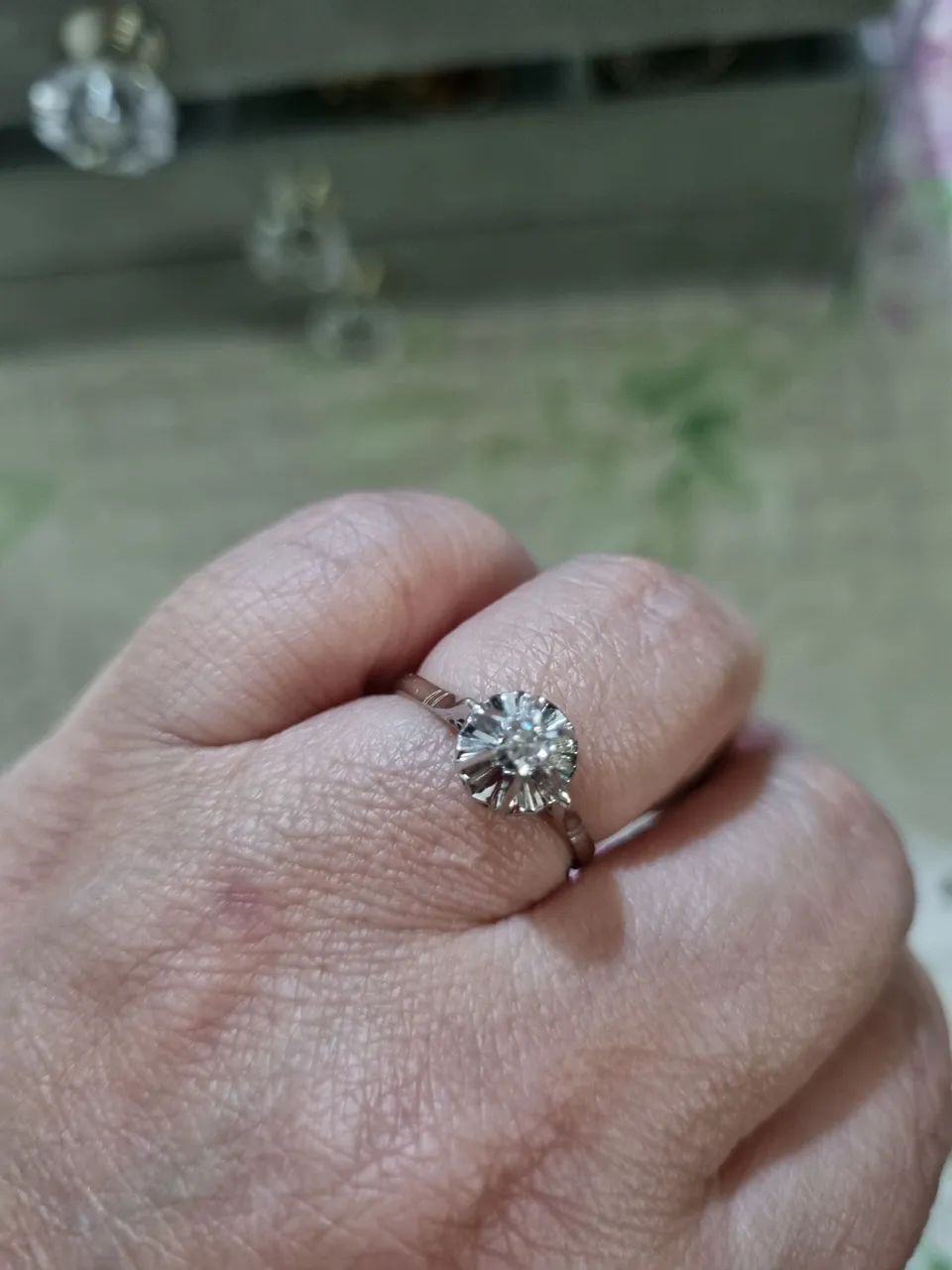 Conjunto solitário ouro branco e diamante