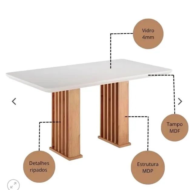 Mesa Mona/Munique 160 Mel/Blonde Off White | Viero Móveis - Foto 4
