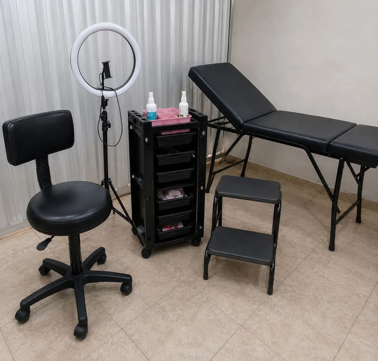 kit maca mocho escada carrinho ring light LashDesing Sobrancelha 