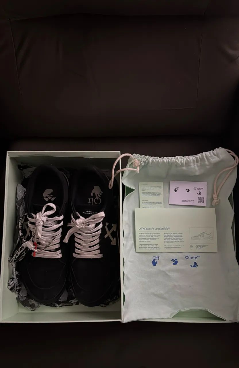Tênis Off-White Vulcanized Low Black White Arrow - Foto 4