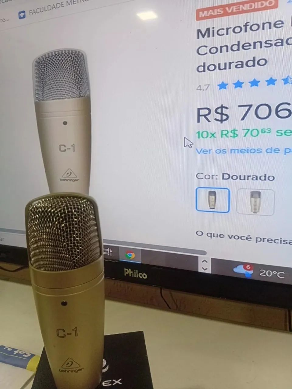 MICROFONE CONDENSADOR USB BEHRINGER C1 - Foto 2