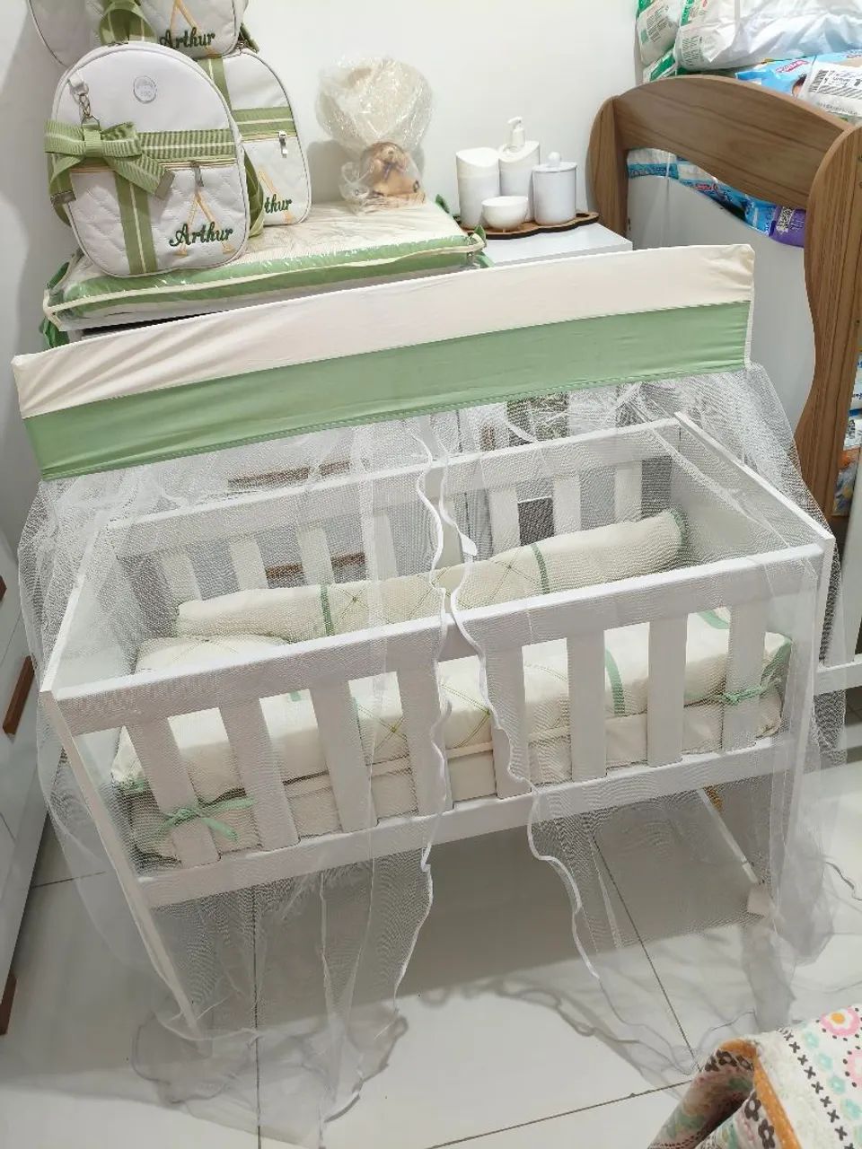 Mini berço com colchão e kit berço  - Foto 2
