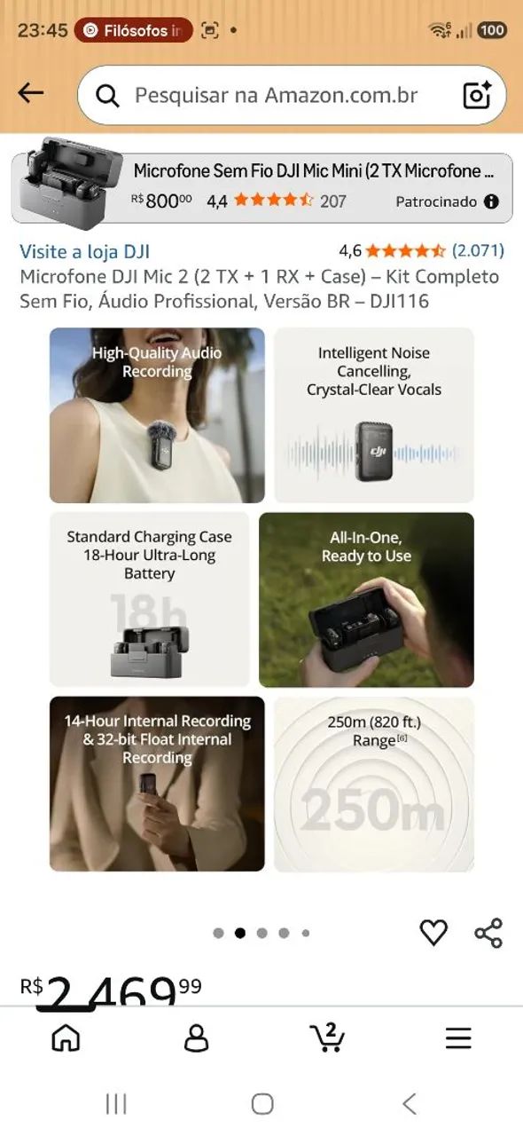Dji Mic 2 (2 Tx, 1 Rx) Novo  - Foto 2