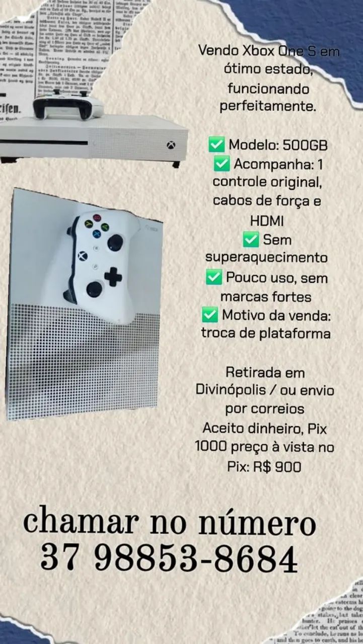 XBOX ONE S USADO SEM DEFEITOS
