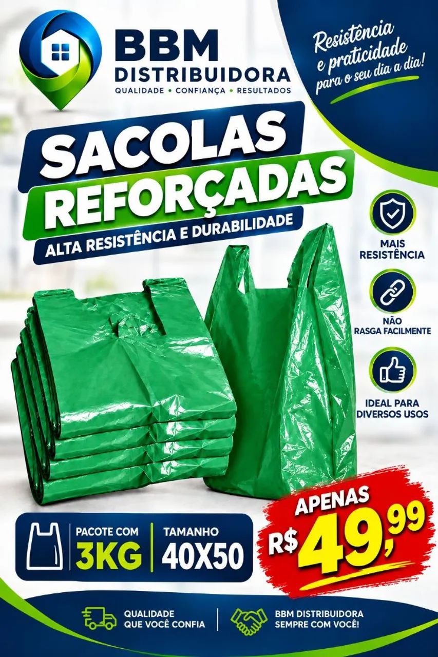 Sacola super reforçada, somente R$ 49.99