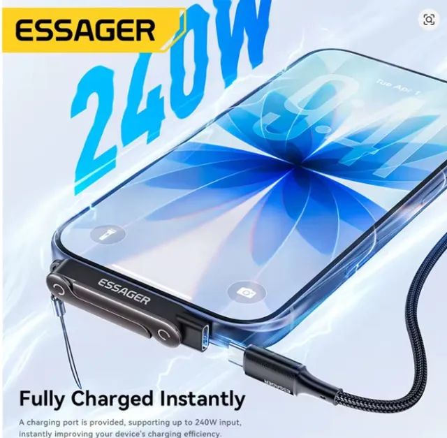 Adaptador OTG 240W com Suporte para Celular - Foto 3