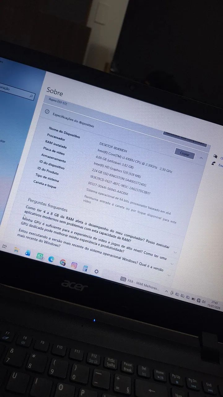 NOTEBOOK ACER ASPIRE ES1-572
