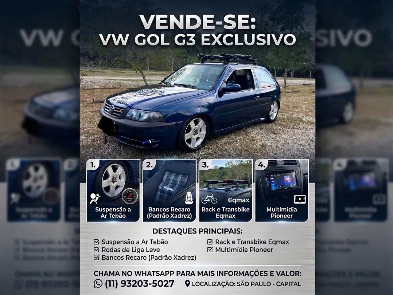 Volkswagen Gol Geração III Plus 1.0 MI 16V Gasolina Mec. 2P 2001