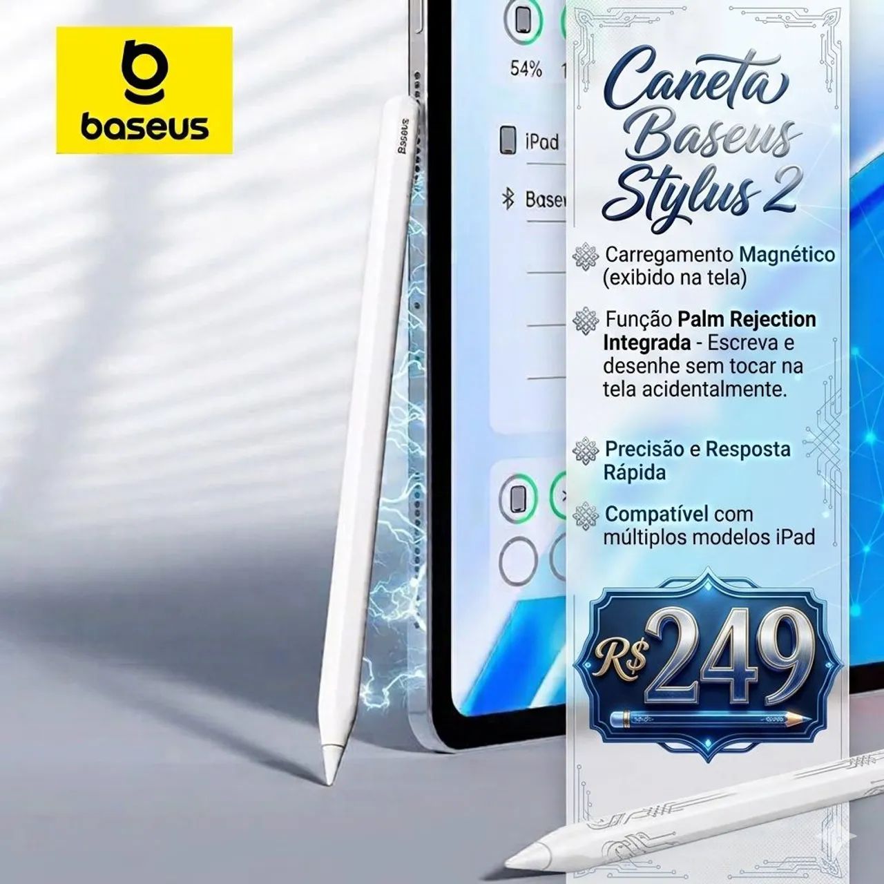 Caneta Stylus Para iPad Baseus Premium (Original e Lacrada)