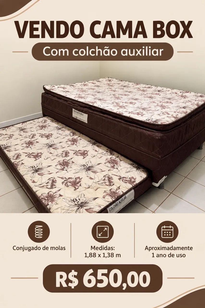 Cama Box + colchão auxiliar 