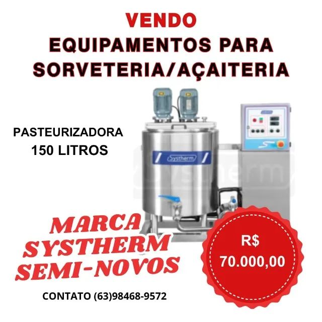Equipamentos para sorveteria/açaiteria pasteurizadora, tina e produtora - Foto 3