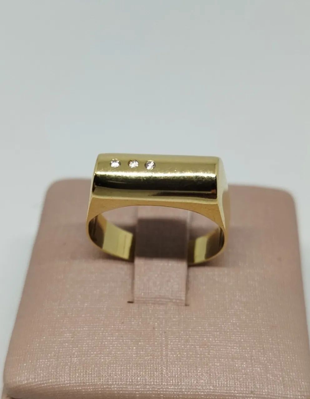 Anel largo, ouro 18k - Diamantes -  aro 17
