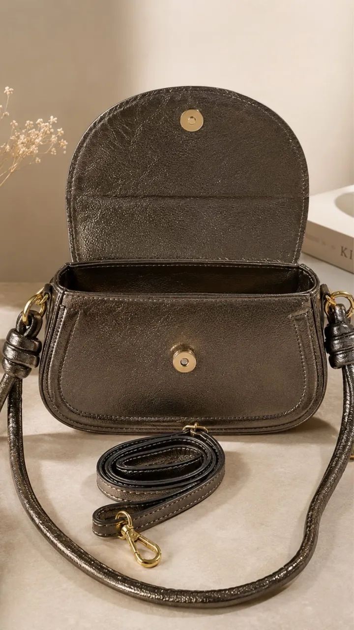 Bolsa em couro legítimo Metalizado  - Foto 3