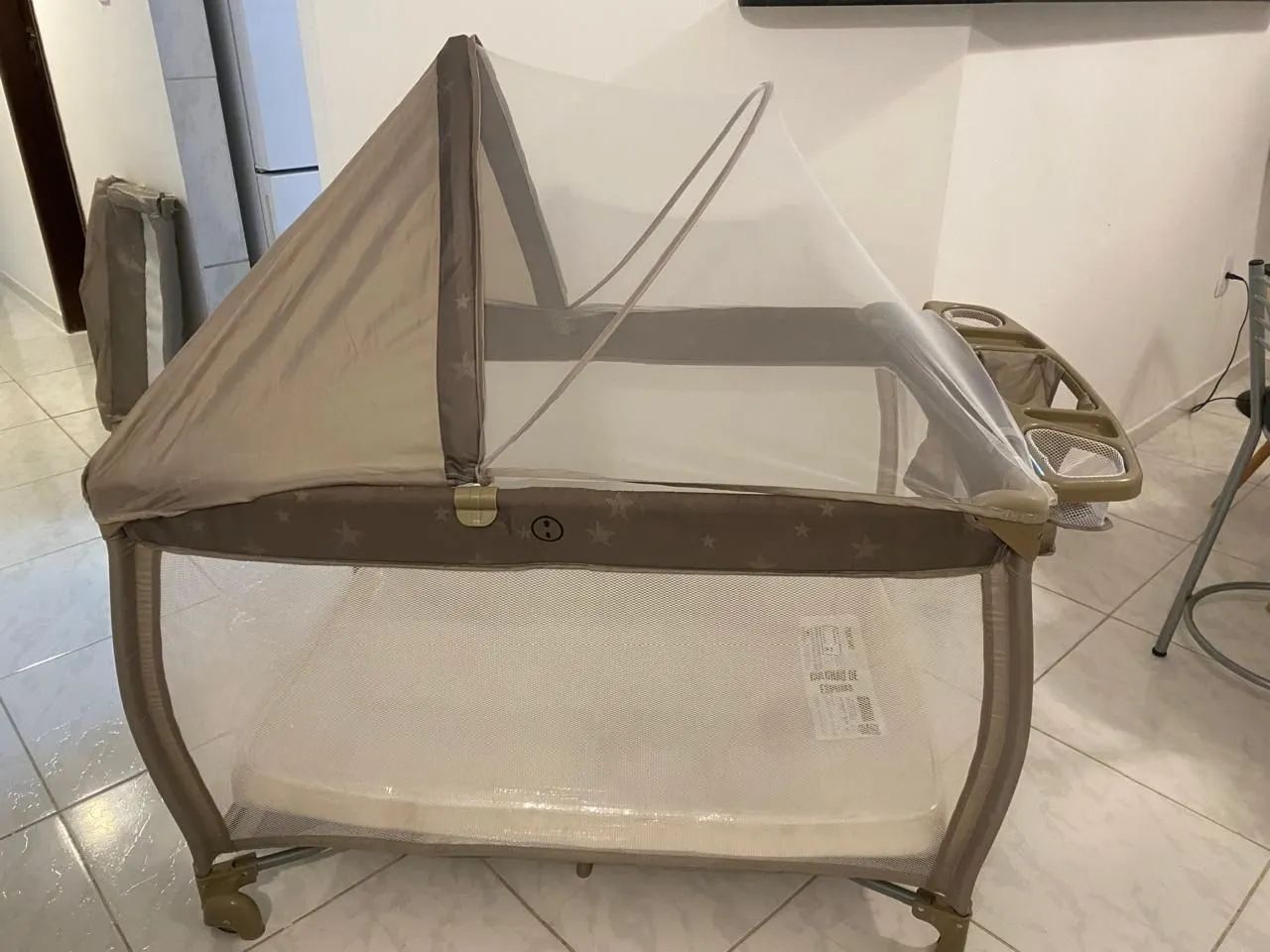 Cercado-Berço Portátil New Aconchego Burigotto - Completo + Colchão Extra